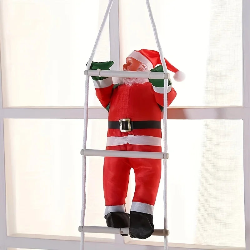 Santa Claus Decoration on Ladders - Wall-Mounted Polyethylene Santa Figure
