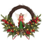 24" Pre-Lit Christmas Angel Wreath – 30-LED Battery-Operated Holiday Door Decor with Berries