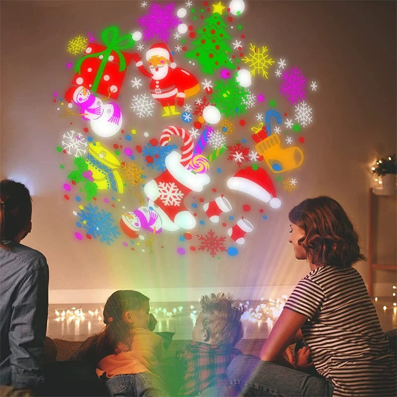 2025 Christmas LED Window Projector – 16-Pattern Snowflake & Elk Laser Light for Indoor Holiday Decor