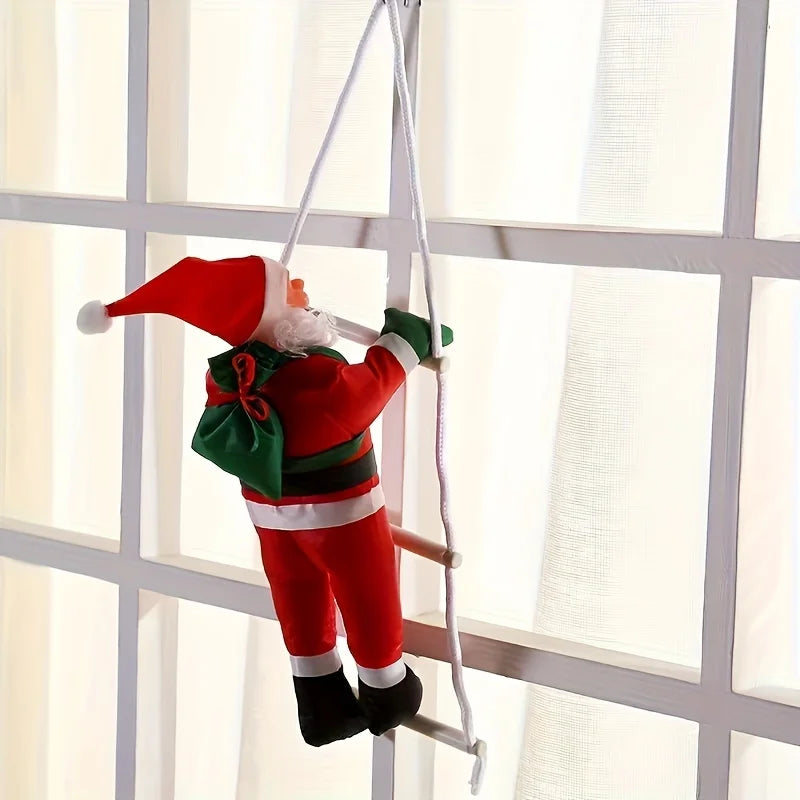 Santa Claus Decoration on Ladders - Wall-Mounted Polyethylene Santa Figure