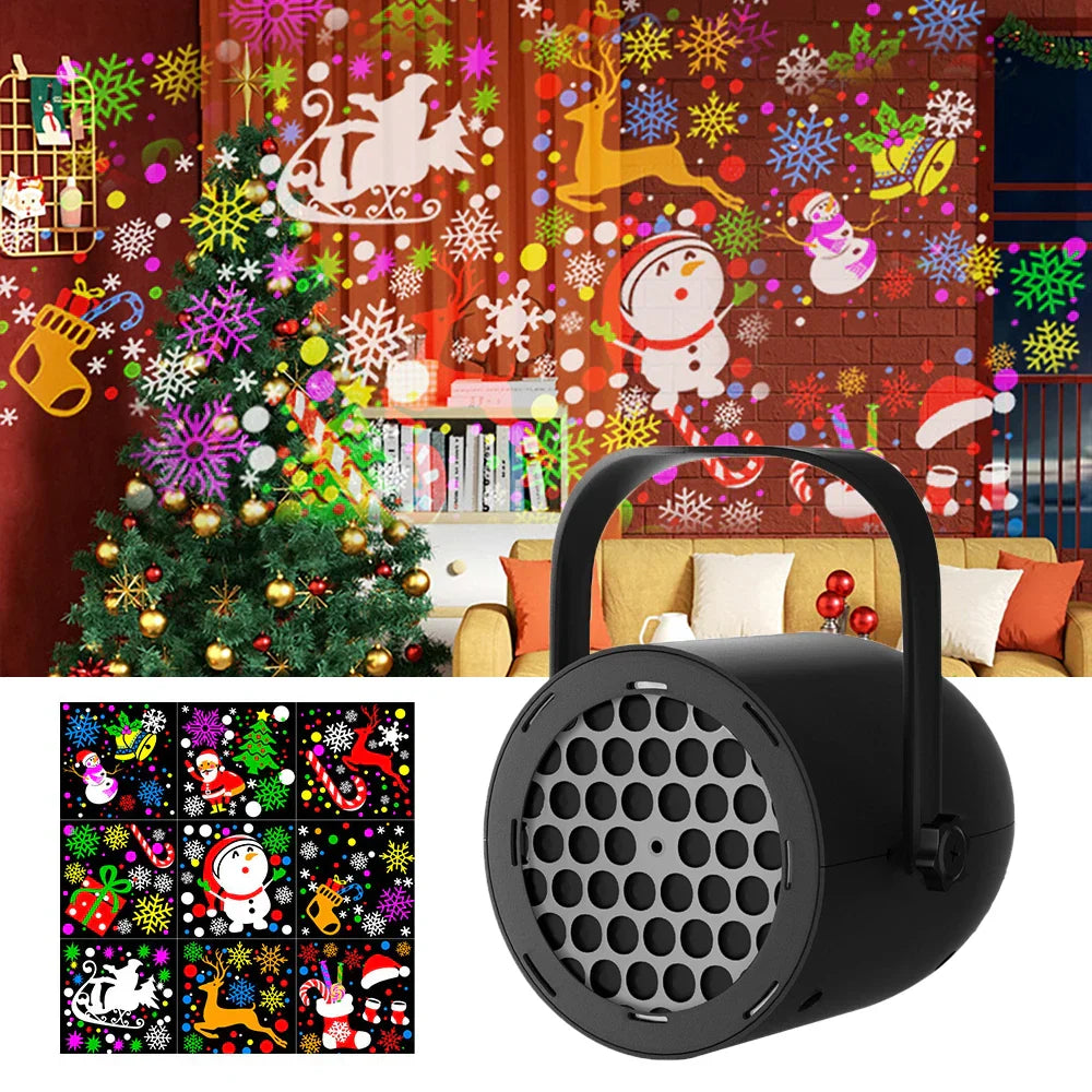16-Pattern Christmas Snowflake Laser Projector Light – LED Holiday Stage & Home Décor