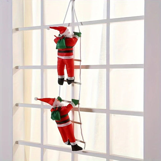 Santa Claus Decoration on Ladders - Wall-Mounted Polyethylene Santa Figure