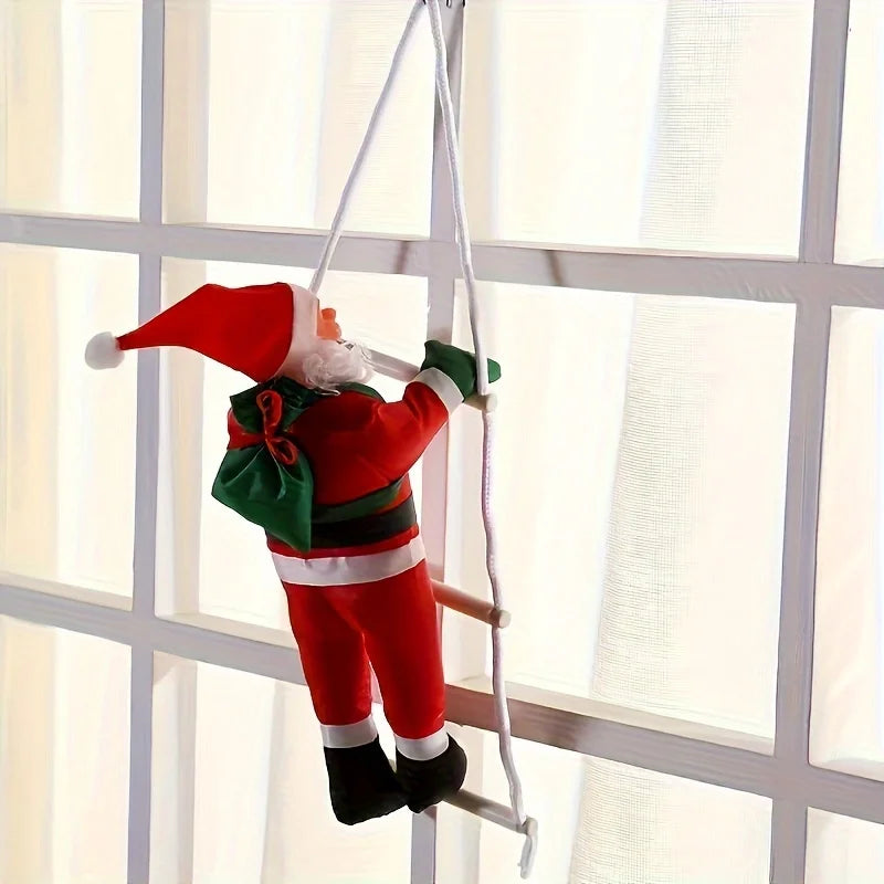 Santa Claus Decoration on Ladders - Wall-Mounted Polyethylene Santa Figure